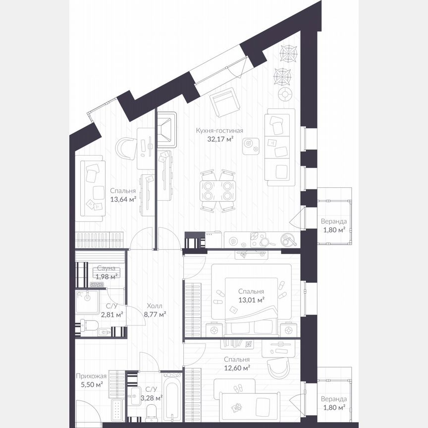 3-к. квартира, 99,4 м², 3/3 эт.
