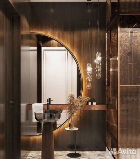 Зеркало с подсветкой в ванную полукруглое cayman