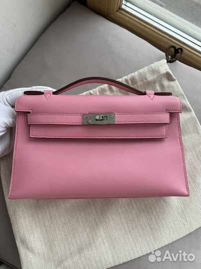 Сумка клатч hermes kelly pochette mauve sylvestre