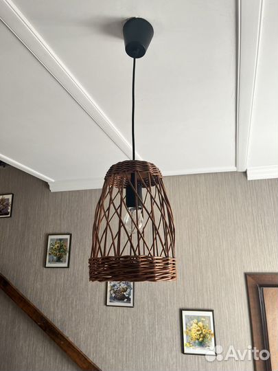 Абажур подвесной плетёный эко-лоза