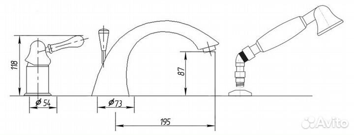 Смеситель Migliore Maya ML.MAY-8950 Br на борт ван