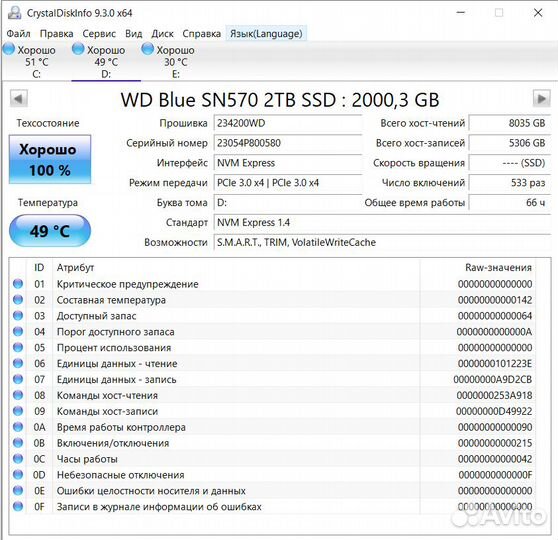 Ssd WD blue SN570 2tb pcie 3x4