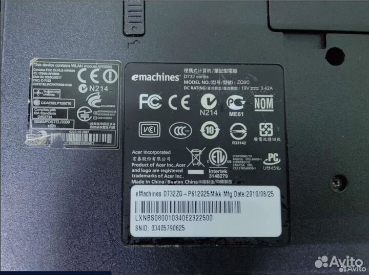 Разбор ноутбука Acer emachines d732zg zq9c