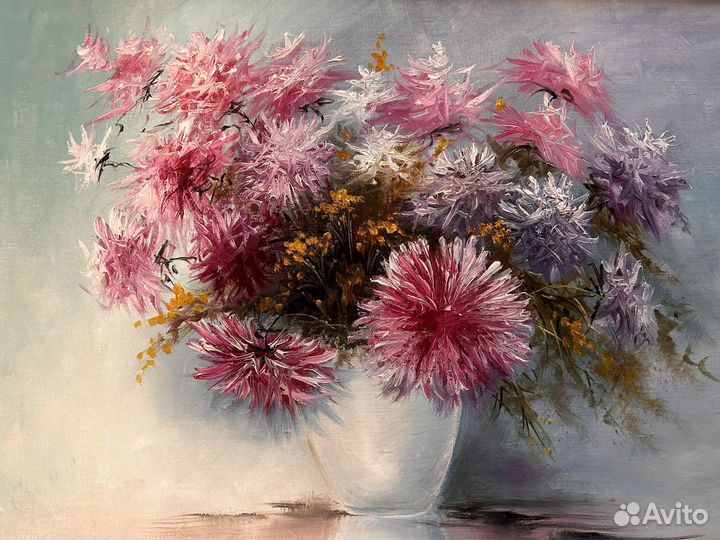 Картина холст масло астры