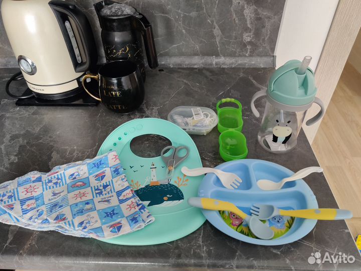 Тарелочка, приборы для еды, ножницы и др. Детские