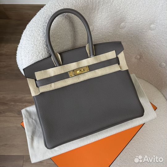Сумка Hermes Birkin 30 Etain Togo Gold