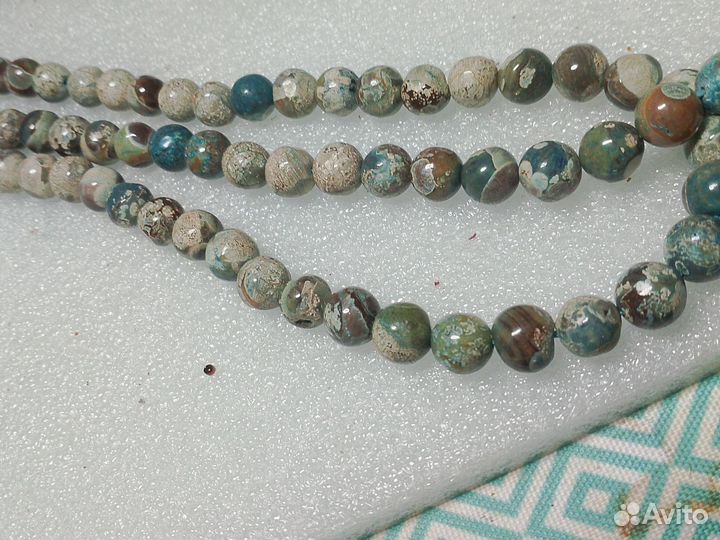 Бусы хризоколла,7 мм