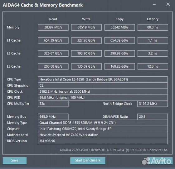 HP Workstation Z420 E5-1650 / 32Gb