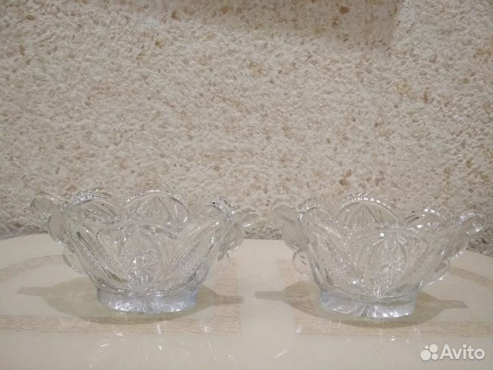 Конфетница ваза ладья хрустальная 2шт