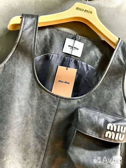 Майка женская из кожи Miu Miu