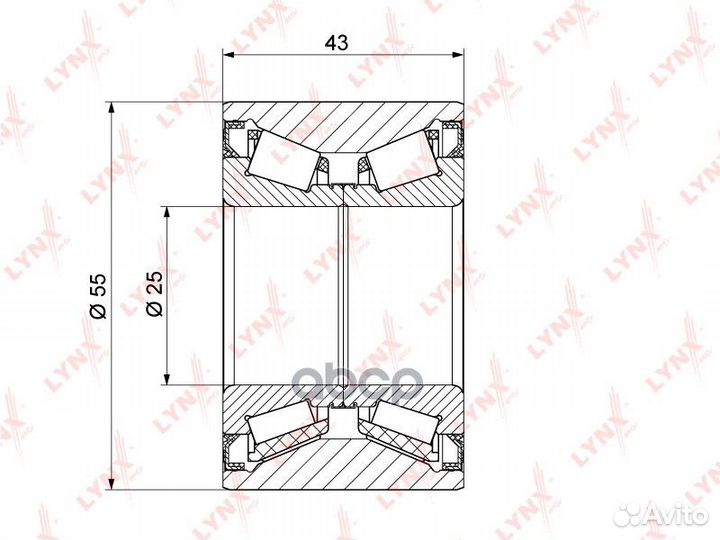 Подшипник ступицы задний (43x25x55) подходит дл