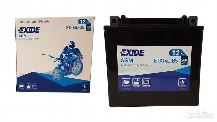 Аккумулятор Exide 12Ah ETX14L-BS YTX14L-BS