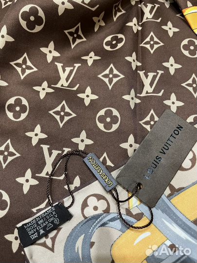 Шелковый платок шаль Louis Vuitton оттенок шоколад