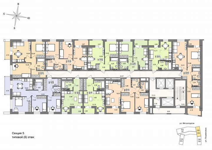 2-к. квартира, 61 м², 23/26 эт.