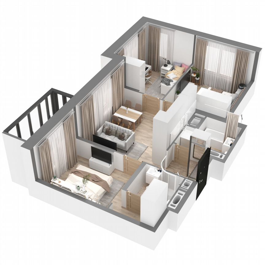 3-к. квартира, 64,7 м², 15/23 эт.