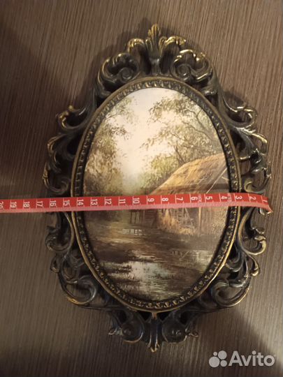 Картина шелкография в бронзовой рамке (винтаж)