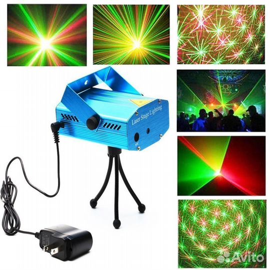 Лазеры Stagе light Mini Pro GR 2шт Cветомузыка Mic