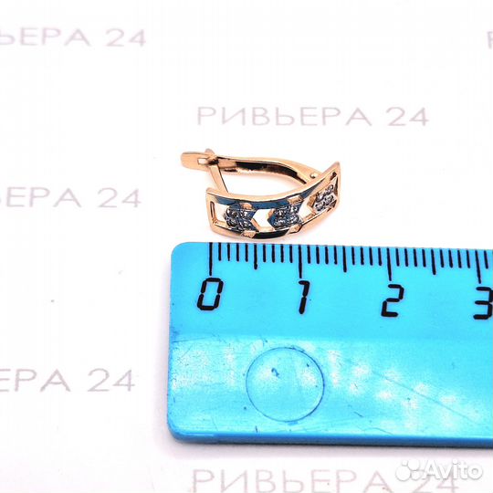 Золотые серьги с фианитами 585 проба 2.86 грамм