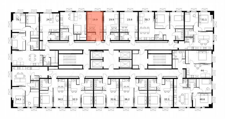 Квартира-студия, 19,9 м², 16/25 эт.
