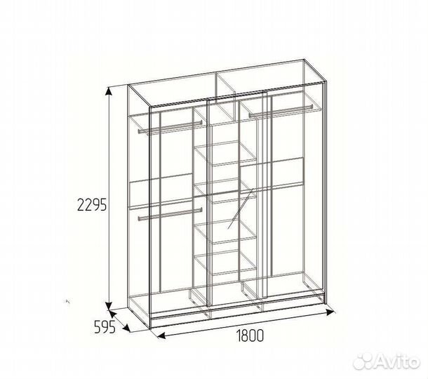 Шкаф купе 1800 с зеркалом Ясень Анкор Темный