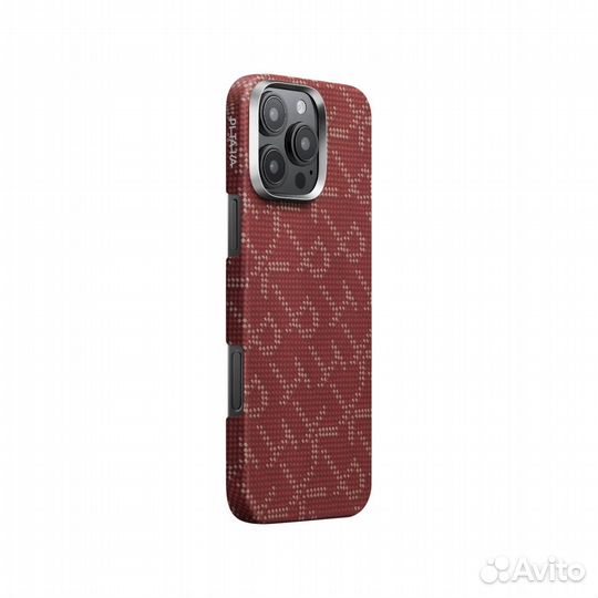 Чехол pitaka Monogram 16 Pro PTK-Red/Gold