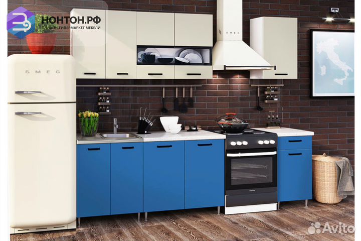Кухня Рио-2 1.8м бежевый / синий