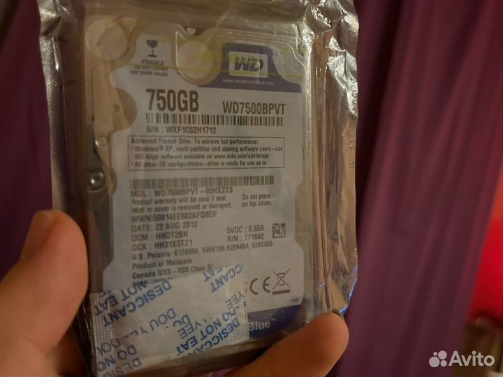Жесткий диск 2.5 wd 7500bpvt 750gb