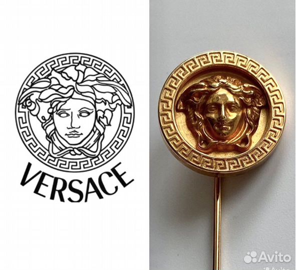 Золотая брошь Versace оригинал золото 750