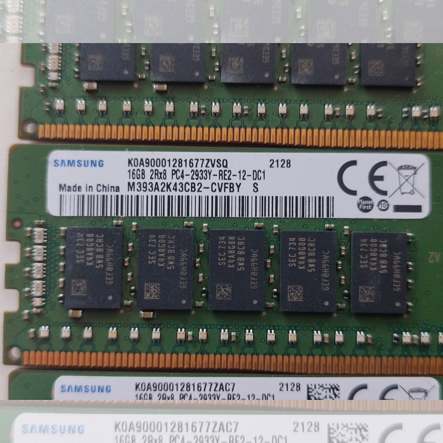 [PC4-2933Y] 16 Gb 2933 2rx8 Rdimm Samsung Crc, Склад 6 Шт