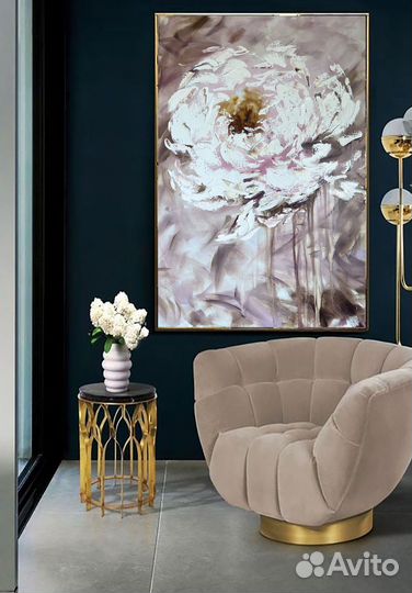 Абстрактный нежный пудровый пион в гостиную