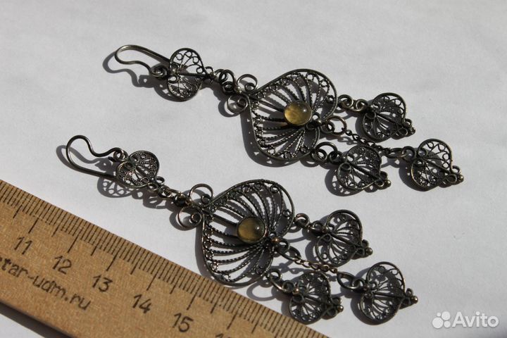 Винтажные длинные серьги С подвесками. 