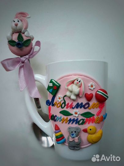 Кружка с декором из полимерной глины (комплект)