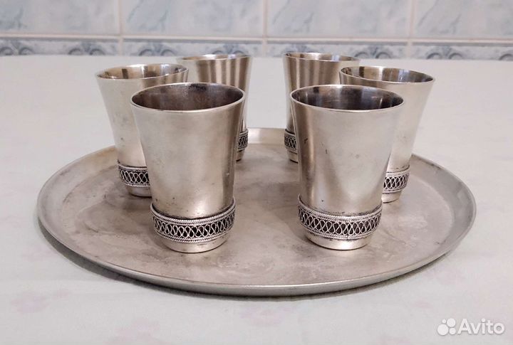Коньячный мельхиоровый набор 