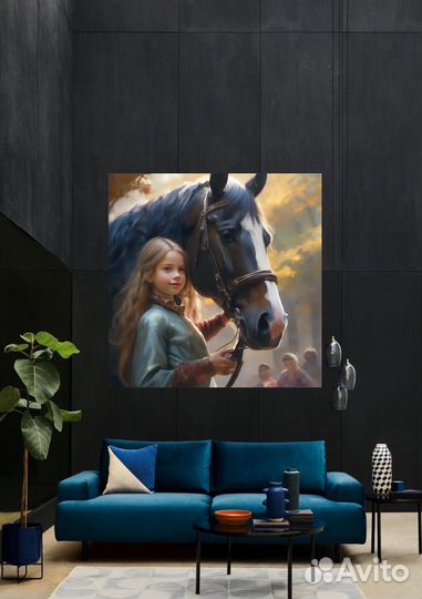 Картина маслом портрет с конем