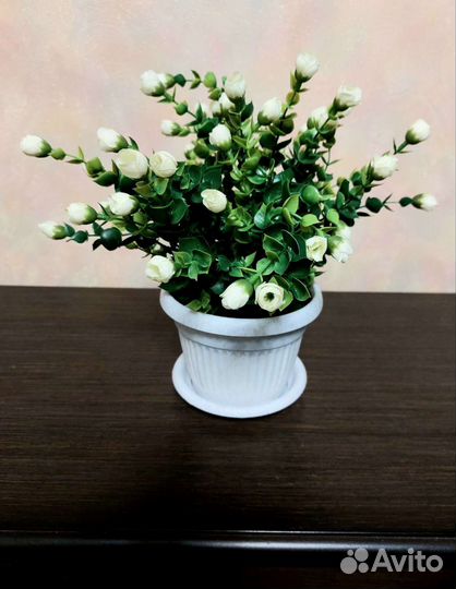 Цветы искусственные в горшках Лаванда, Эвкалипт