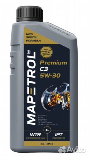 Масло моторное mapetrol Premium C3 5W30, 1л MAP0025