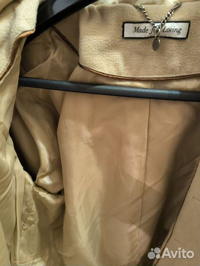 Пальто бежевое женское демисезонное 46 размер