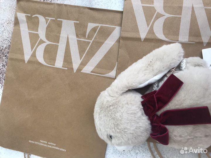 Zara kids сумка для девочки кролик плюшевый ушки