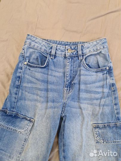 Джинсы женские Sinsay 42 р карго голубые