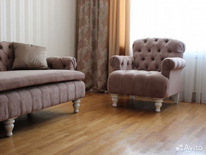 Диван Честер двухместный кожа в рассрочку