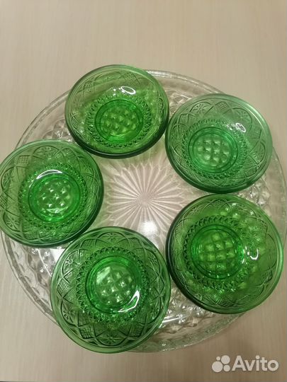 Розетки, вазочки СССР цветное зелёное стекло