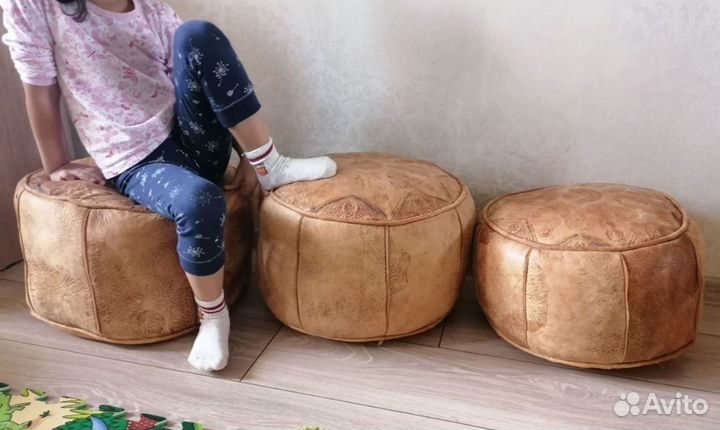 Пуфики кожаные Марокко