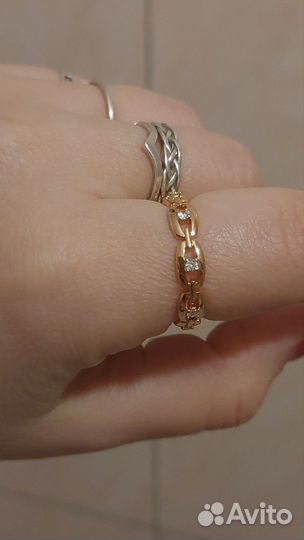 Золотое кольцо с цирконами проба 585 RG