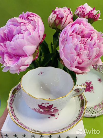 Хлебница и пара фарфоровая розовый букет Апоньи