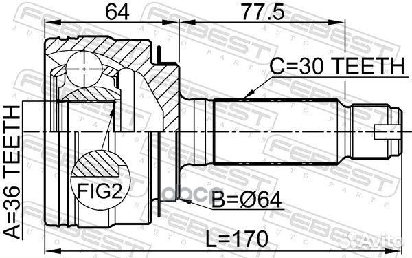 Шрус наружный 36x64x30 0310-PL Febest