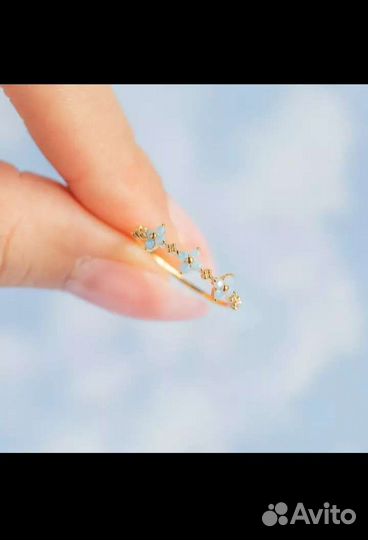 Кольцо с голубыми цветочками