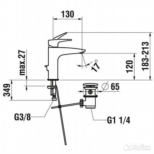 Laufen Laurin Смеситель для раковины, 1 отв., с донным клапаном, Eco+, цвет: хром