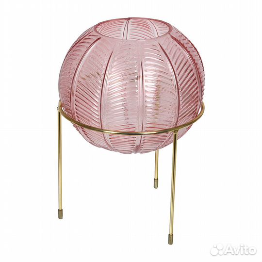 Ваза для декора круглая, стеклянная, розовая