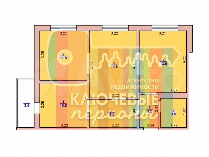 3-к. квартира, 62,3 м², 6/17 эт.