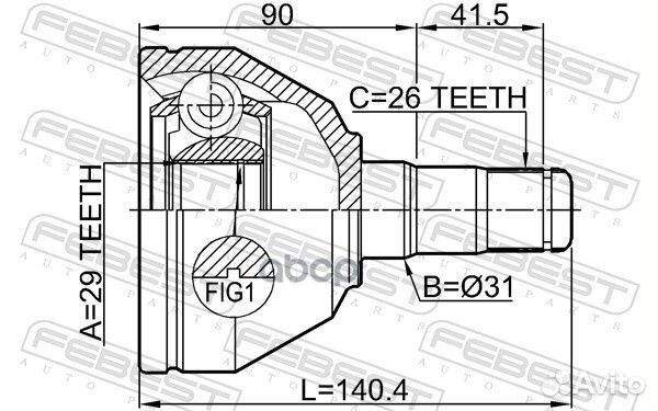 ШРУС volvo XC90 03- внут.лев. 2711-XC90wdlh Febest